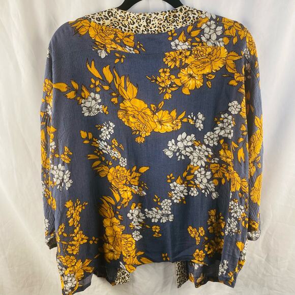 Anthropologie Andersen & Lauth‎ Floral Gray Yellow Open Cardigan One Size - Picture 5 of 6
